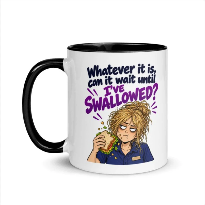 Let Me Swallow Mug with female character artwork